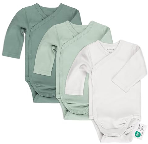 LaLoona Body Neonato Avvolgente Maniche Lunghe 3 Pezzi - Tutine Neonato Cotone con Bottoni, Testato OekoTex Standard 100 - (50/56, Verde)