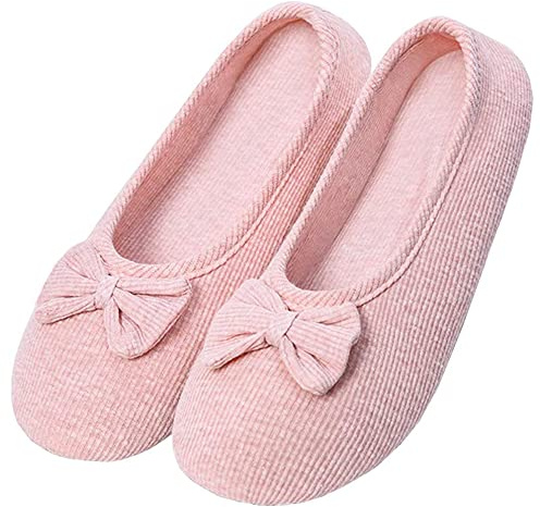 iNszkoos Ballerines Femme Confortables - Chaussons et Pantoufles en Coton Pour la Maison, le Salon, le Bureau - Été Hiver avec Semelle Rigide