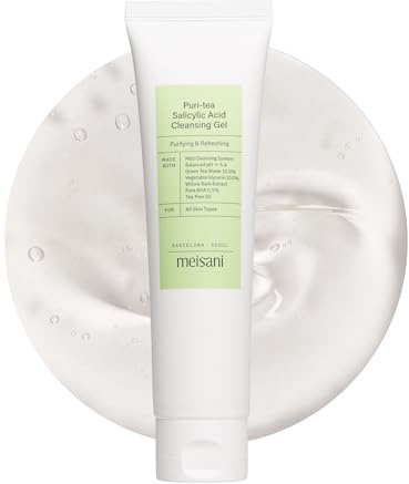 Meisani Puri-tea Salicylic Acid Cleansing Gel - Gel Limpiador con Té Verde y BHA que Purifica Poros, Equilibra el pH, Calma la Piel y Limpia sin Tirantez |Uso Diario | Cosmética Vegana Coreana, 150 ml