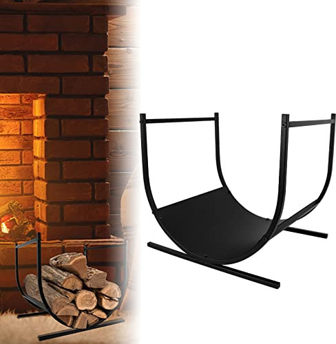 Aufun leña estante de metal,semicircular de madera de diapositivas de apilamiento de ayuda,interior de madera refugio de apilamiento para leña de madera de almacén de leña 45x38x40cm(en forma de U)