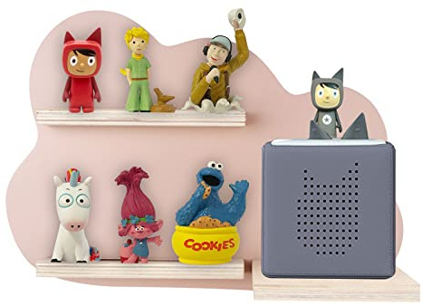 Shudyear Toniebox Étagère avec espace pour 14 figurines Tonie Box Étagère murale magnétique pour enfants à jouer et à collectionner (rose, nuages)