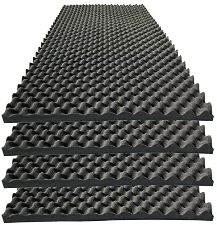 KTOESHEO 4 PCS Acoustic Panels,48''X24''X2'' Egg Crate Foam Soundproof Foam Wall Panels,High Density Fireproof Noise Cancelling Foam Studio Foam Panel,Noise (Black)