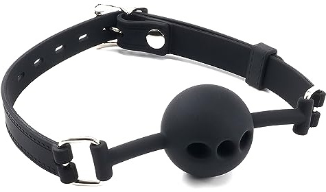 Breathable Silicone Bondage Ball Gag for Sex Games, Silicone Sex Toys SM Gags for Bondage Restraints, Open Mouth Sex Gag Muzzles, Bondage Toys BDSM Bite Gags (Black-1)
