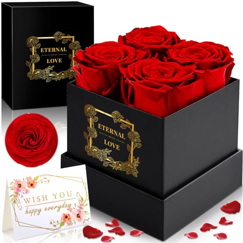 Frasheng Rosa Stabilizzata Eterna Vera, Regalo Donna Scatola Rose Stabilizzate, Fiori Stabilizzati Veri Regalo Compleanno San Valentino Festa Della Mamma Anniversario per Lei, Fidanzata, Moglie, Nonna