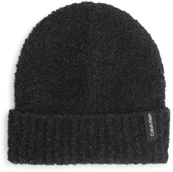 Calvin Klein Damen Soft Boucle Cold Weather Knit Beanie-Mütze, Schwarz, Einheitsgröße