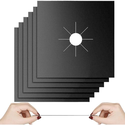 6 Pcs Plaque de Cuisson à Gaz Protection en Téflon, Tapis de Cuisinière à Gaziniere Gaz Réutilisables, Protection d'écran Anti-adhésif, Nettoyage Rapide, Cuisson à Gaz Protection (27 * 27cm)