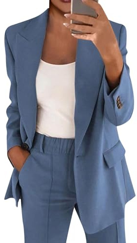 Tailleur Pantalon Femme Chic Ensemble Bleu M - Costume Élégant Pour Femme