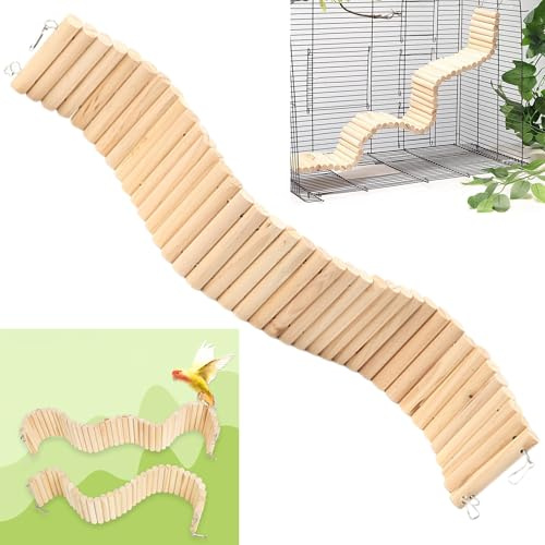 Syiyunran Pájaro Loro Masticar Juguetes De Madera Escalera - 1 Piezas, Aves Masticables Pájaros Loros Colgantes Accesorios, para Pajaros Columpios Perchas Pequeños Y Medianos Escaleras