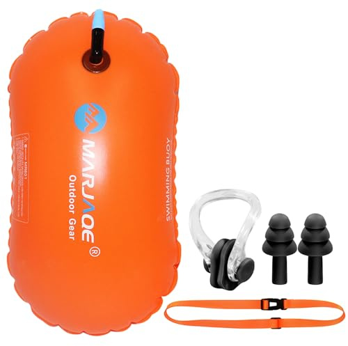 HSHHOOM Bouée de Natation avec Bouchons d'oreille et Pince-Nez,Bouée de Natation Gonflable,Bouée de Natation Swim Buoy Eau Libre pour Triathlètes, Kayakistes, Plongeurs en Apnée