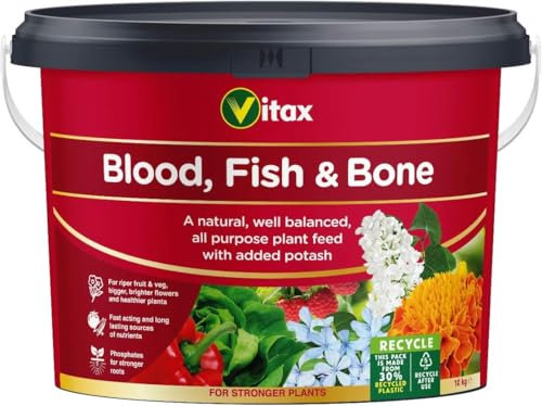 Vitax Blood Fish & Bone Fertiliser 10kg – Natural All-Purpose Plant Feed – Organic-Based Slow Release Nutrients for Flowers, Vegetables, Fruit Trees & Shrubs – General Garden Fertiliser