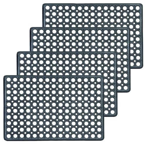Astra Tapis en Caoutchouc résistant aux intempéries - Paillasson Noir pour l'extérieur - Paillasson antidérapant - Tapis Anti-salissures - Lot de 4 40x60 cm