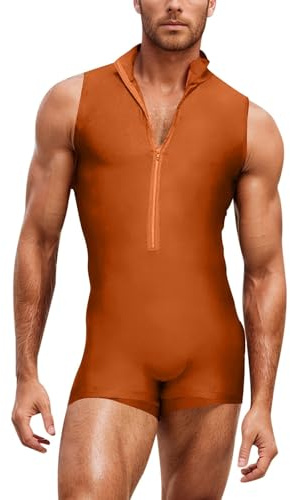RUMAOZIA Hombre Cuello Alto Cremallera Deporte Fitness Mono Mono Mono Gimnasio Body Traje de Baño Gimnasia Maillot Natación Traje de Baño Hombres Traje de Baño Camiseta Interior Sin Mangas Mono