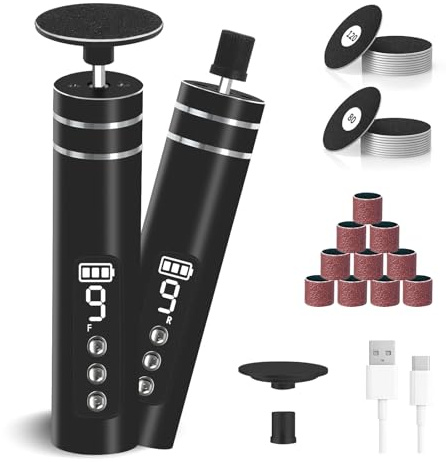 Rapeuse Pieds électrique Professionnelle, Rechargeable Râpe à Pieds Pédicure - avec 20 Disques Abrasifs - Pour Pedicure et Soin des Pieds à Domicile pour talons fissurés, callosités, peau morte (noir)