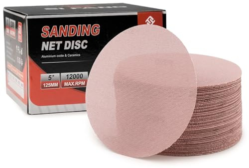 SI FANG 50Pcs 125mm Mesh Sanding Discs Net Sandpaper for Orbital Sander