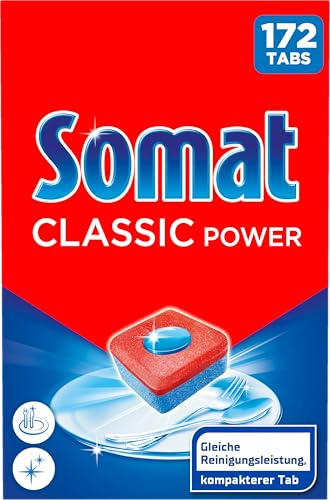 Somat Classic Power Spülmaschinen Tabs (172 Tabs), Geschirrspül Tabs mit Fettlösekraft für kraftvolle Reinigung, Spültabs für strahlend sauberes Geschirr sogar bei niedrigen Temperaturen