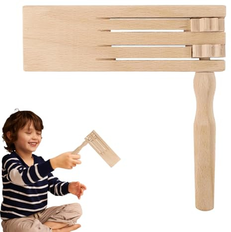 Wooden Ratchet Noise Maker - 15.5x15cm Spin Instrument, Party Favor Toy, Traditional Mexican Rattle, Safe Durable Sound Device | Kids Teens Adults Music Education Home Celebration Sporting Events