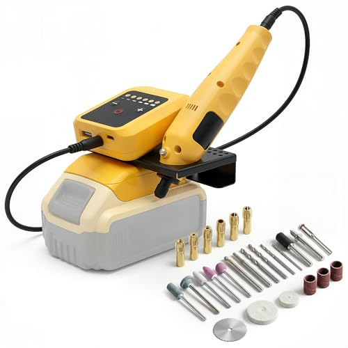 Cordless Rotary Tool Kit Fits for DEWALT 20V Max Battery, 6-Speed Engraving Pen for Metal, Wood, Glass and Plastic, w/ 25PCS Accessories for Sanding, Polishing, Drilling, Carving, Etching (NO Battery)