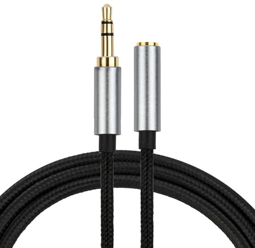Conwork 3.5mm Male to Female TRS Headphone Extension Cable 4.9ft/1.5m 1-Pack, Aux Cord Extender, Audio Jack Extender for Headphones,iPhone, iPad, Smartphones, Tablets, Laptops, Media Players - Black