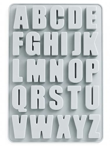 YXHZVON Molde de silicona con letras del alfabeto A-Z, molde grande para hornear, molde de chocolate con letras 3D para manualidades, pasteles, hornear, chocolate, trozos de hielo, fondant (marrón)