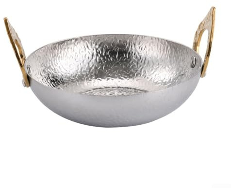 304 Pentola calda in stile thailandese con doppio manico, dimensioni 18-28 cm, ideale per zuppe thai, frutti di mare e cucina asiatica, superficie lucida per una facile pulizia (22 cm)