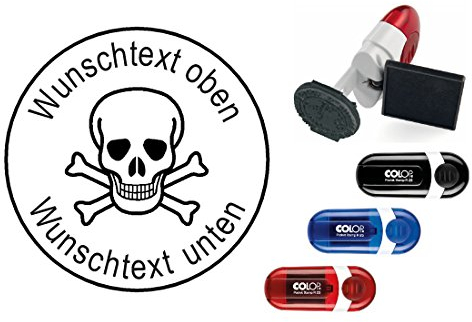 Geocaching Stamp Totenkopf with Personal Cachername/Stamp Stamp Nick Name Circular Geocaching Pocket