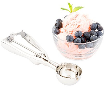 Restaurantware Met Lux 1.2 Ounce Gelato Scoop 1 Ambidextrous Ice Cream Scoop - Built-In Blade Dishwashable Stainless Steel Cookie Dough Scoop Comfortable Grip For All Ingredients