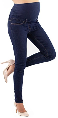 Milano - Jeans Premaman Donna Basic, Super Elasticizzato e Comodo, Pantaloni Skinny, Abbigliamento per Ogni Fase Della Gravidanza (Denim, M)