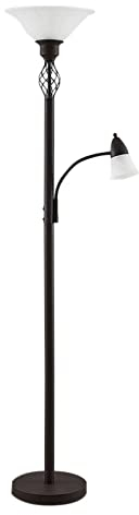 Lucande Stehlampe Dunja (Landhaus, Vintage Rustikal) in Braun aus Metall (2 flammig E27) - Deckenfluter Stehleuchte Floor Lamp Standleuchte Wohnzimmerlampe Wohnzimmerleuchte