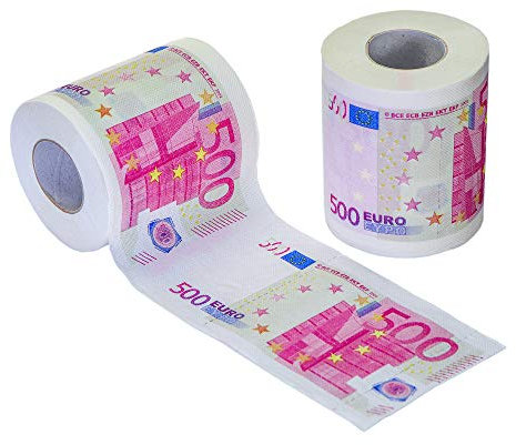 MostroMania Carta Igienica 3 Strati con Stampa Banconota da 500 Euro, Gadget Divertenti da Bagno, Articoli Scherzosi