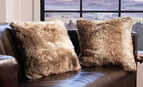 Dekoleidenschaft Kissenhülle „Felloptik“, 45x45 cm, in beige/braun, edler Kissenbezug für Sofa, Couch, Deko, Zierkissen-Bezug, Sofakissen-Hülle