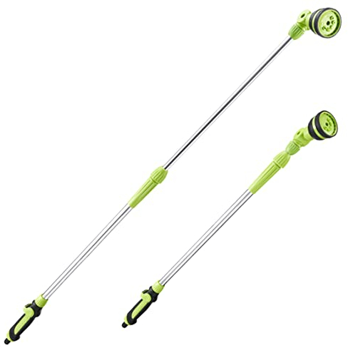 Watering Spray Lance - 1.4m Telescopic Hose Extension Garden Sprayer with 8 Pattern Spray Gun - for Hanging Baskets, Lawn, Cars