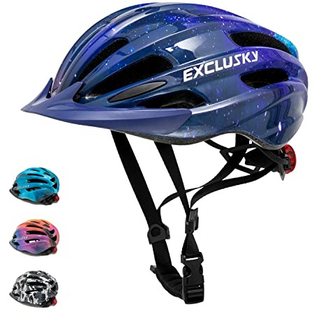 Exclusky Casco da Bici per Bambini, Casco da Bici per Bambina Ragazze con Luci con Visiera per Scooter BMX Scooter Roller Ride (5-13 Anni)