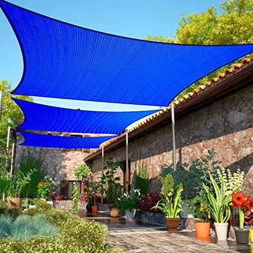 ShadeMart 43 cm x 63 cm blått solskyddssegel UPF50 rektangel smTAPR1016 baldakin tyg skärm, vatten och luft genomtränglig och UV-resistent, kraftig, Carport uteplats utomhus – vi anpassar storleken