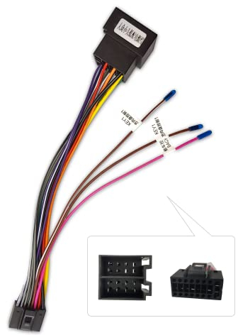 Hikity 16 Pin ISO Adapter Kabelbaum für Autoradio Android Universal ISO Standard Auto Stecker Radio Adapter Stecker mit Lenkrad
