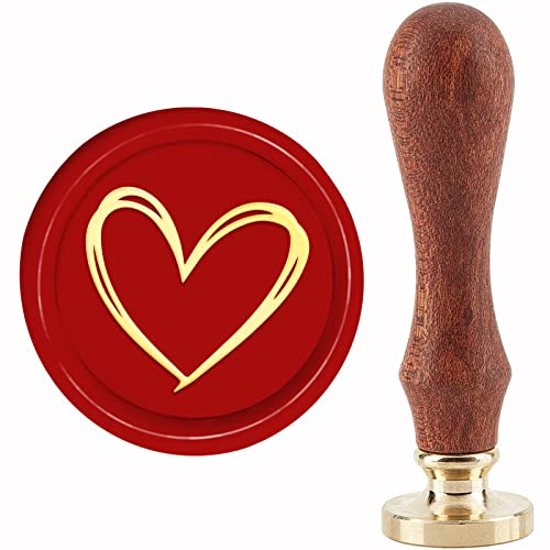 CRASPIRE Love Wax Seal Stamp 30mm/1.18inch Removable Brass Head Sealing Stamp with Wooden Handle for Birthday Wedding Invitations Cards Gift Wrap