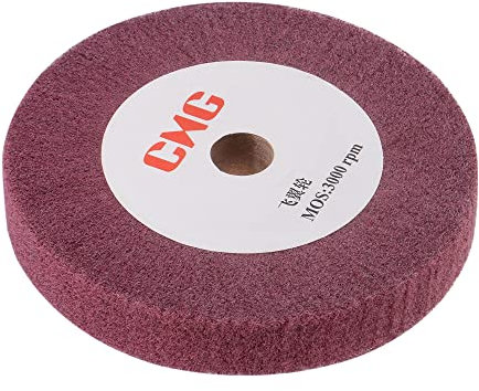 PATIKIL 150mmx25mm 320-Grana non Tessuto Lucidatura Ruota, Nylon Filo Trafilatura Abrasivo Flap Rulli per Acciaio Inox Rame, Rosso