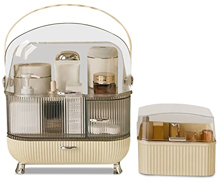 Galatée Organizer Multifunzione Organizer per Cosmetici,Organizzatore di Trucco Grande Capacità,Gioielli e Accessori ideale per bagno e camera da letto - (Giallo + Scatola)