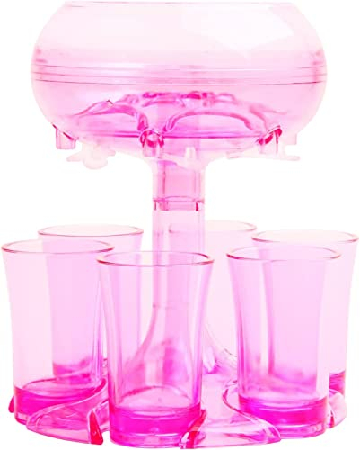 Dispensador de vasos de chupito con soporte, dispensador de agua con 6 vasos de chupito, adecuado para vino y varias bebidas