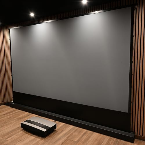 HiViLux® Boden Tension Motor CLR/ALR Leinwand für UST-Beamer:HiViPrism Cinema HDR Hochkontrast/8K/4K/3D (16:9 92Zoll 203x114cm Schwarz)