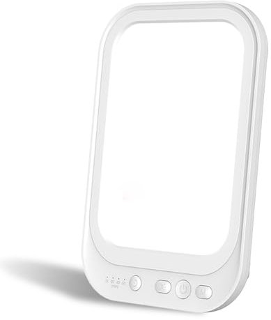 Sporgo Tageslichtlampe 10000 Lux, Lichttherapielampe Tageslicht mit Einstellbaren Lichtfarben Helligkeit, UV-frei Vollspektrumlampe mit 4 Timer-Einstellungen LED Sonnenlicht Lampe mit Touch-Steuerung