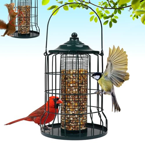 iPetba Vollmetall Vogelfutterspender Rostfrei, Hängend Futterspender für Wildvögel, Nicht Nagetiere, Futterstationen zum Aufhängen, Vogelfutterhaus Überdachtes, wetterfestes Bird Feeders zum Aufhänge