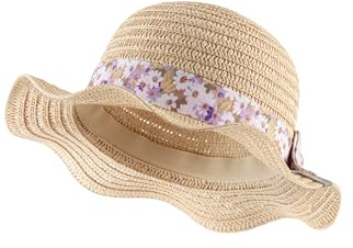 Sterntaler Strohhut Wellenrand -Modischer Hut mit Wellenkrempe und Blumenband - Mädchen Sonnenhut - Baby und Kinder Kopfbedeckung - Strandkappe - Sand, Größe 51