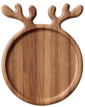 Piatto da portata in legno natalizio con cervo rotondo piatto decorativo in legno vassoio snack salumi
