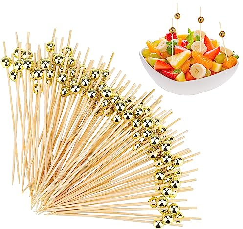 Elepl 300 Pièces Brochettes Cocktail Bois Brochettes Cocktail 12 CM Pique Aperitif Pics à Cocktail en Bois pour Nourriture Décorée Verre à Cocktail FêTe Fournitures D'anniversaire de Carnaval