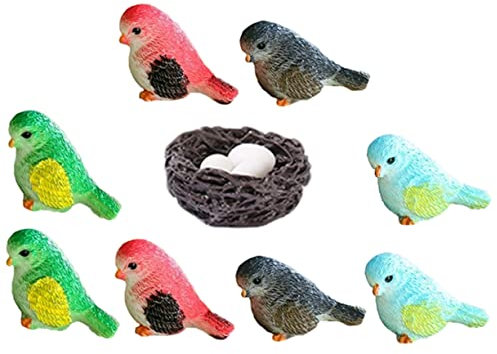 FUNOMOCYA Miniatur-vogelfigur Aus Harz Zum Dekorieren Von Garten Und Blumenbeeten Mit Nest Und Ei Für Puppenhaus-Layout Filigranes Design Als Foto-Requisite Und Festival-Dekoration