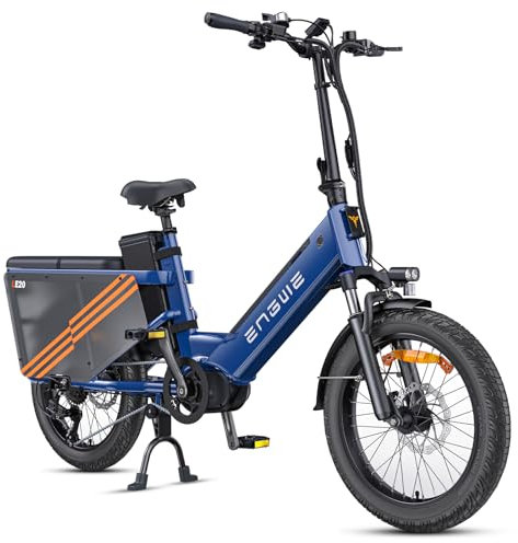 ENGWE E Bike für Erwachsene, Ebike mit 250W 100Nm Mittelmotor, E-Bike mit APP Verfolgung, Elektrofahrrad 25KM/H mit 48V 19.2AH/38.4AH Herausnehmbare Akku bis 180/350KM, LE20 Cargo