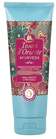 TESORI D'ORIENTE Body Lozione AYURVEDA 250 ml, lozione aromatica per il corpo con estratto di frutta amla, olio di sesamo, aloe vera e calendula, rituale benessere per corpo e sensi