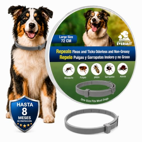 Tempotech Original ® Collare Antiparasaitario - Cane e Gatti - 8 Mesi di Protezione - contro Pulci, Zecche, Zanzare, Acari e Pidocchi - 100% naturali (72cm 2 Unità)