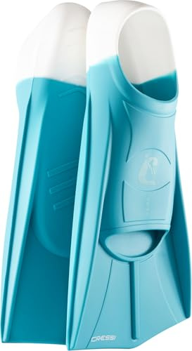 CRESSI Vera Fins Aquamarine/White XL-Pinne Corte Unisex in Silicone 100% Design Scarpetta Chiusa, per Nuoto, Training Acque Libere, Piscina, Snorkeling, Immersioni, Acquamarina/Bianco, XL (EU 45/47)