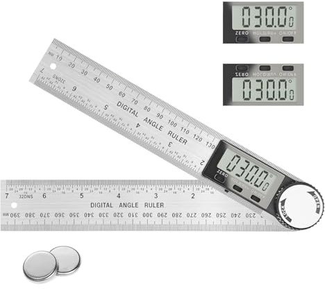 PJHAJH Digital Angle Finder 7/200 mm, goniometro digitale 0-360°, strumento di misurazione angolare in acciaio inox con display LCD per la lavorazione del legno edilizia riparazione